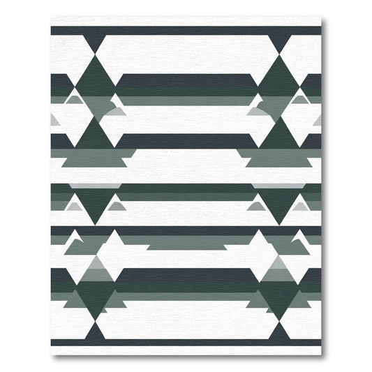 Dark Teal Geometric Diamond Stripes Rug