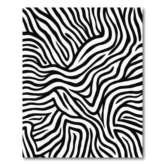 Bold Black White Animal Print Waves Rug