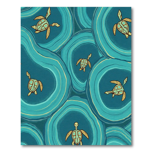 Oceanic Teal Sea Turtle Swirl Rug