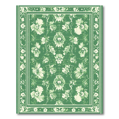 Emerald Green Floral Vine Scroll Rug