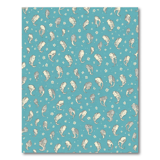Whimsical Blue White Bird Flock Rug