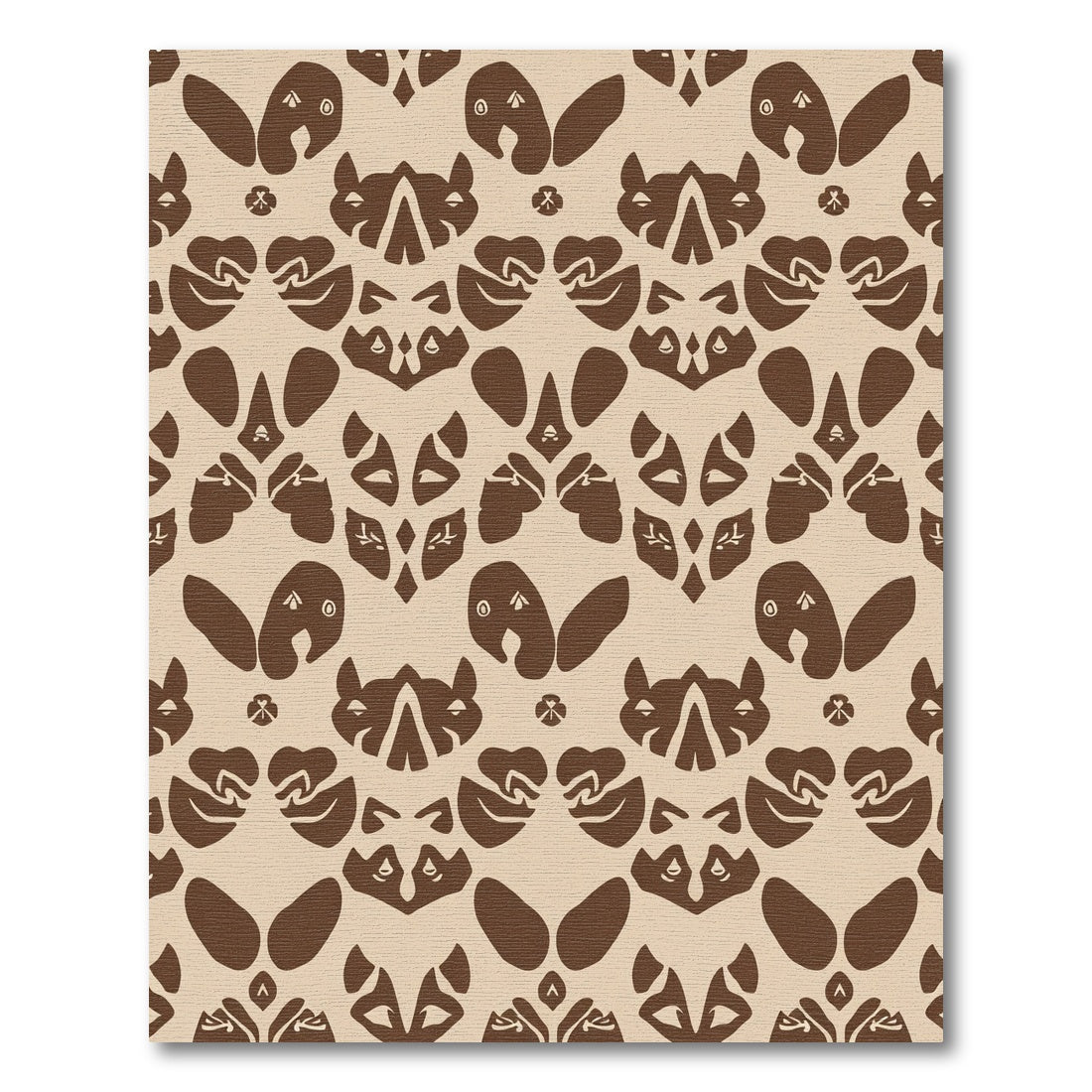 Brown Beige Symmetric Tribal Mask Rug
