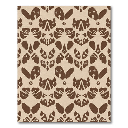 Brown Beige Symmetric Tribal Mask Rug