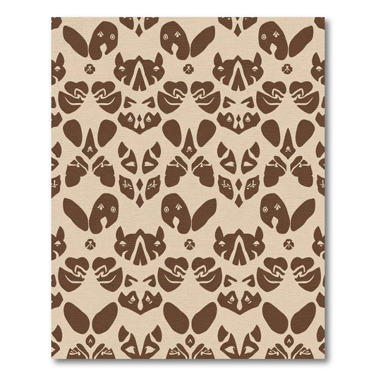 Brown Beige Symmetric Tribal Mask Rug