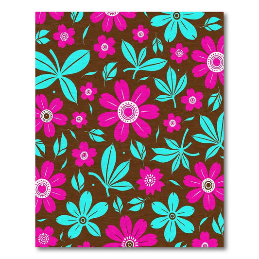 Bold Pink Teal Floral Pattern Rug