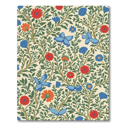 Crimson Blue Butterfly Botanical Vines Rug
