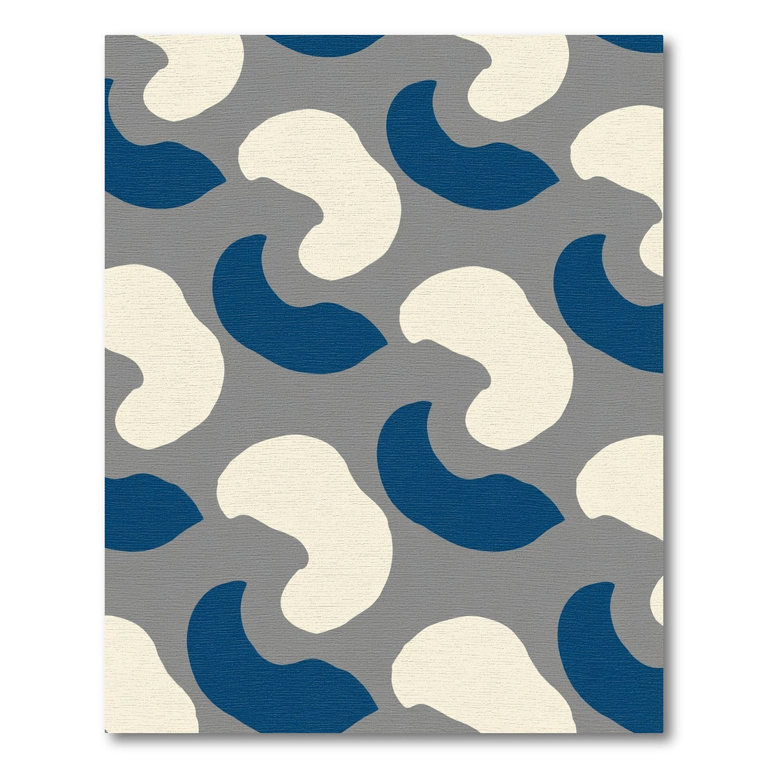 Cream Blue Organic Abstract Swirls Rug