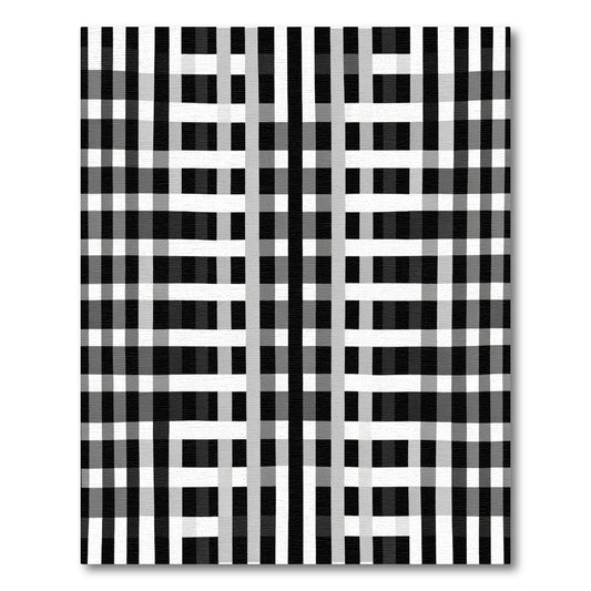 Monochrome Gingham Plaid Grid Rug