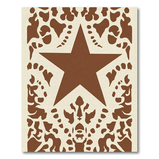 Brown Star Damask Border Rug
