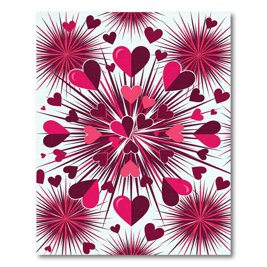 Crimson Hearts Explosion Graphic Rug