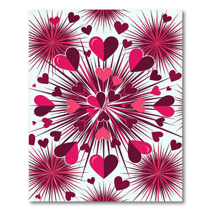 Crimson Hearts Explosion Graphic Rug