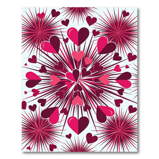 Crimson Hearts Explosion Graphic Rug