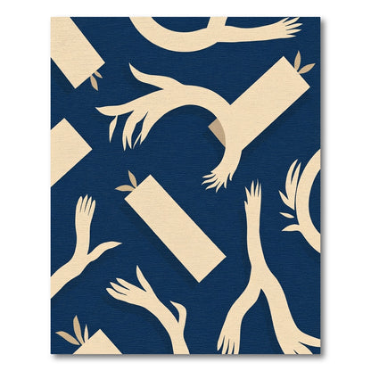Cream Abstract Reaching Forms Rug
