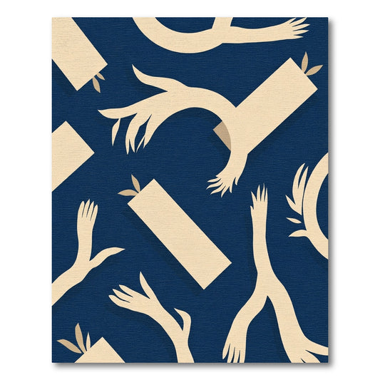 Cream Abstract Reaching Forms Rug