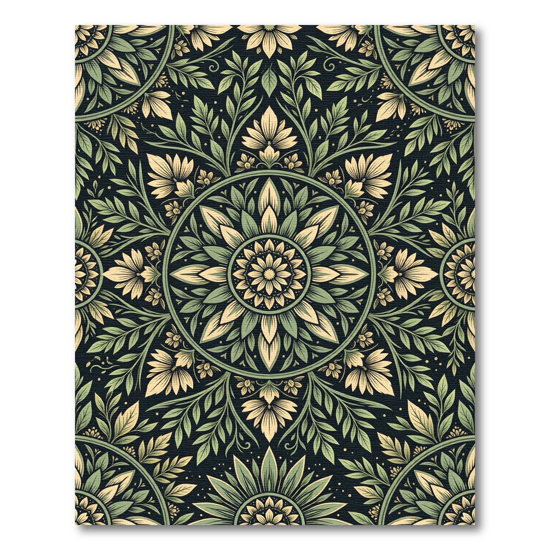 Sage Green Floral Circular Botanical Rug