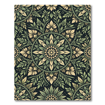 Sage Green Floral Circular Botanical Rug