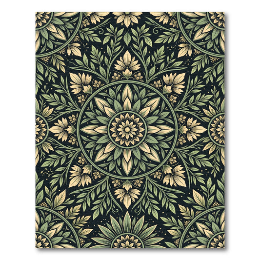 Sage Green Floral Circular Botanical Rug