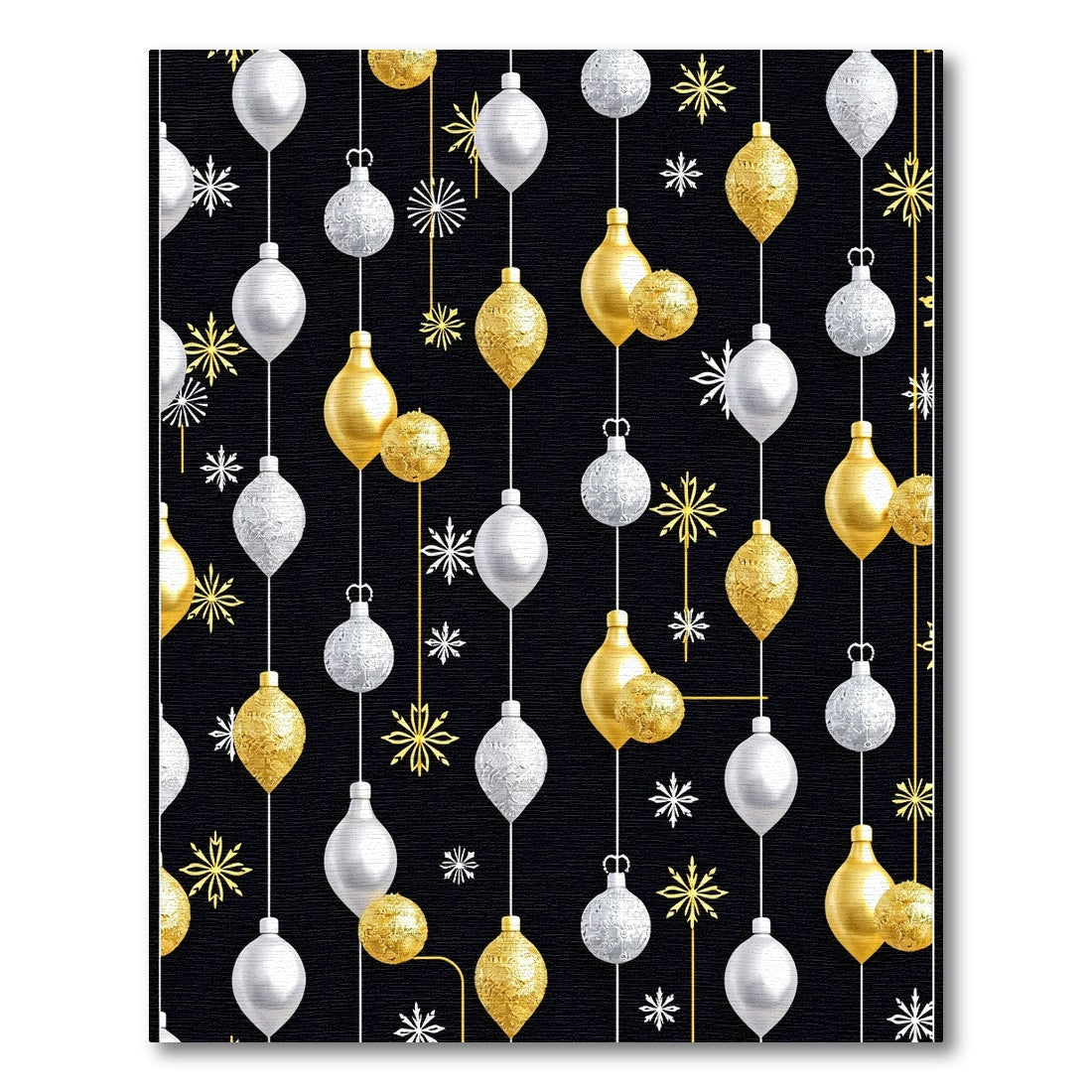 Gold Silver Christmas Ornaments Snowflakes Rug