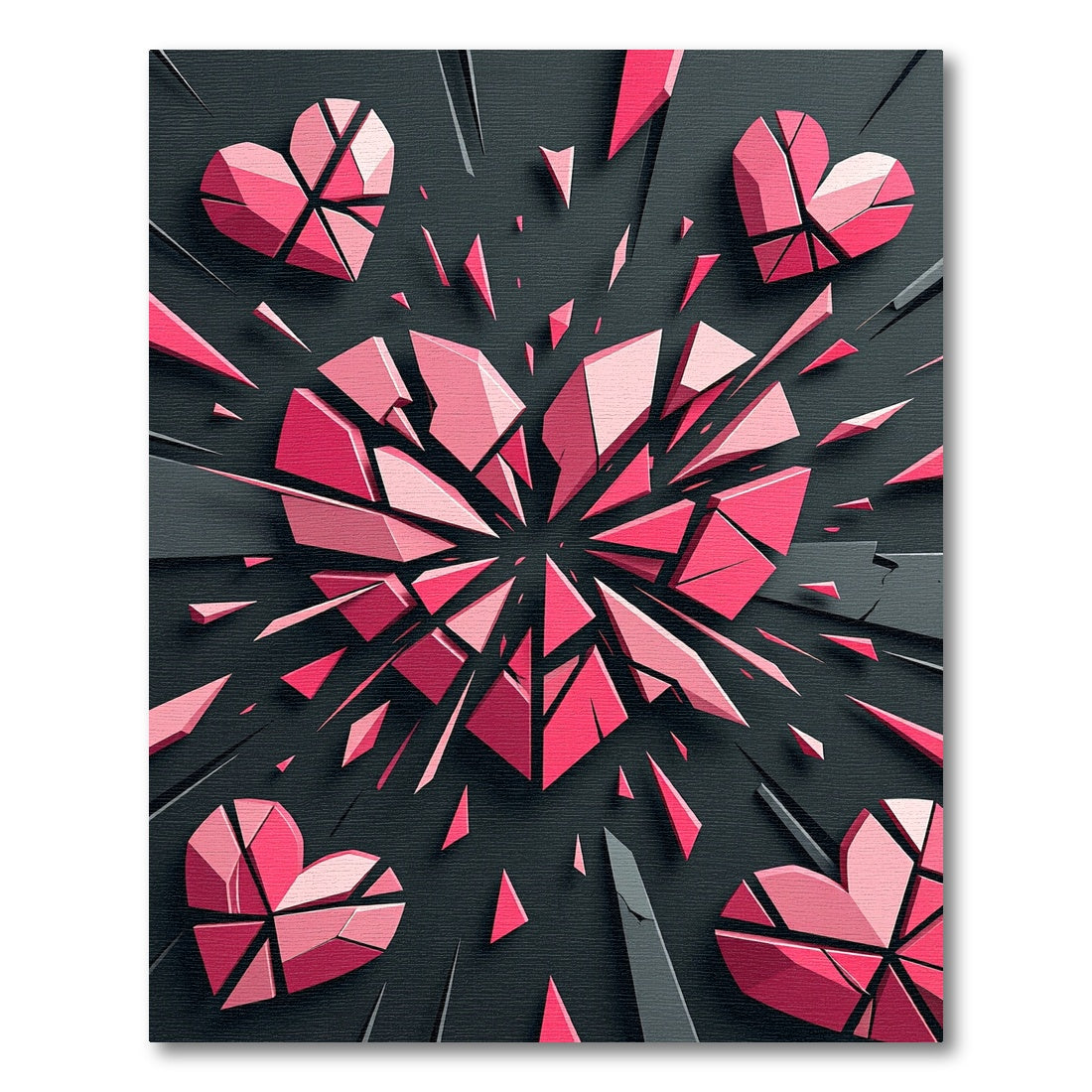 Exploding Pink Heart Geometric Rug