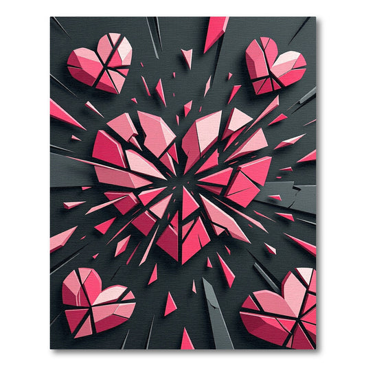 Exploding Pink Heart Geometric Rug
