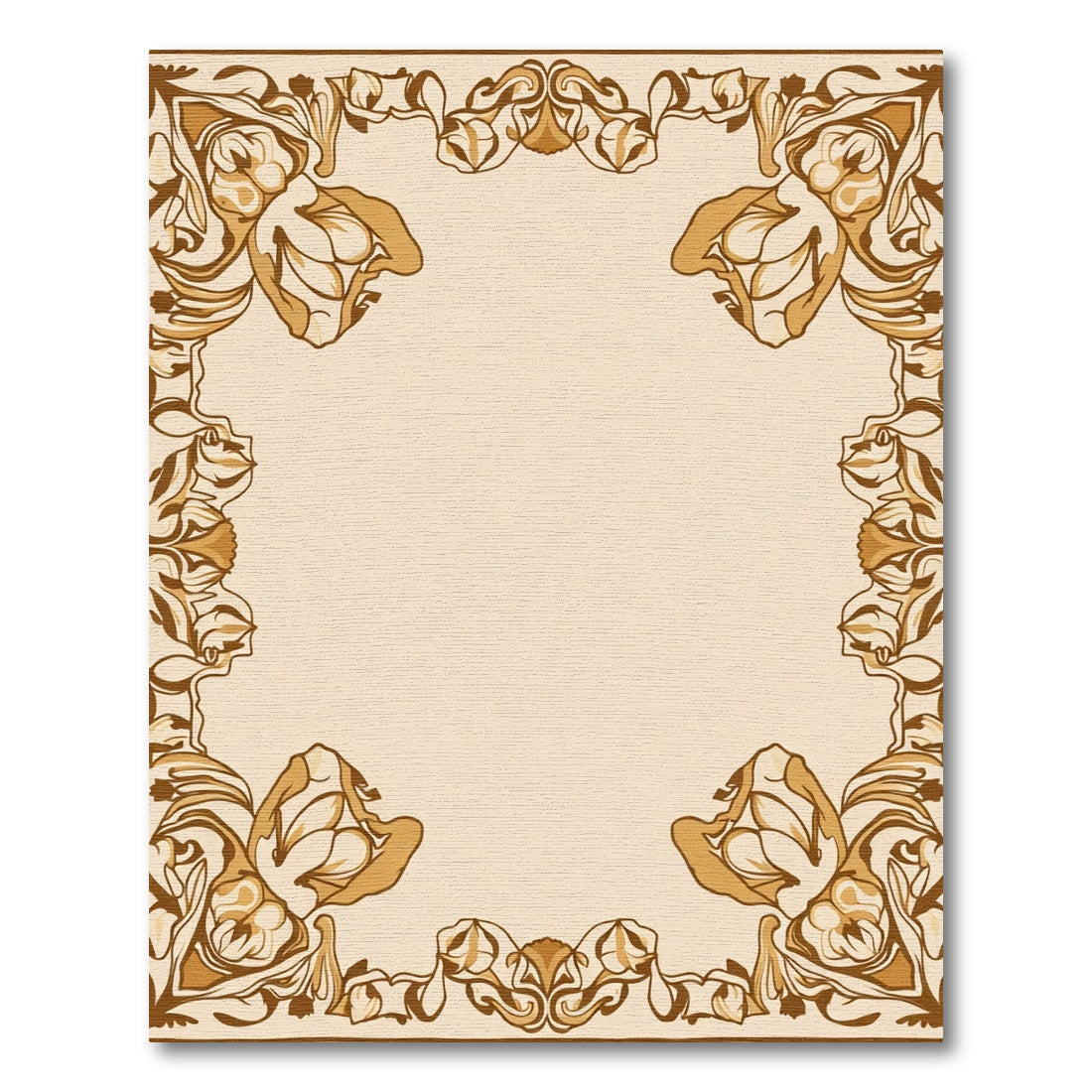 Art Nouveau Brown Floral Border Rug