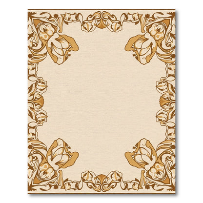 Art Nouveau Brown Floral Border Rug