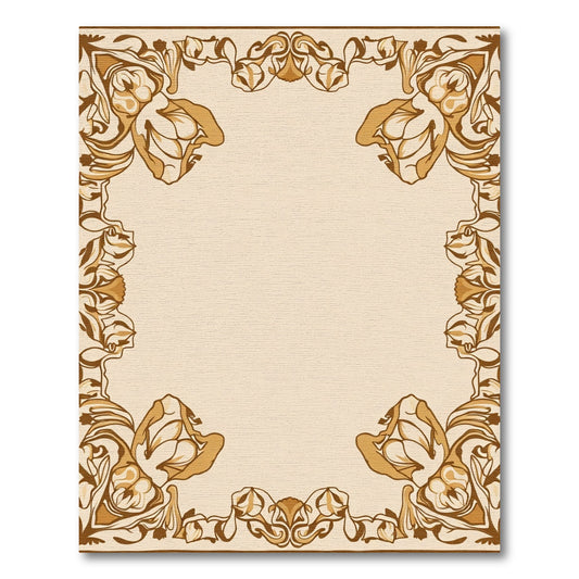 Art Nouveau Brown Floral Border Rug