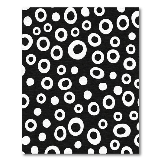 Black White Scattered Circles Rug