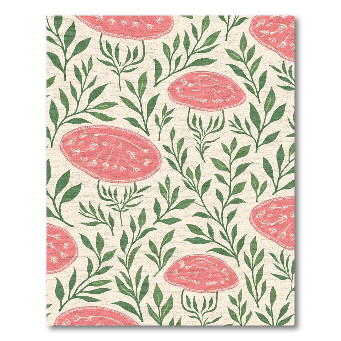 Coral Pink Mushroom Fern Bloom Rug