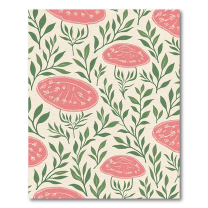Coral Pink Mushroom Fern Bloom Rug