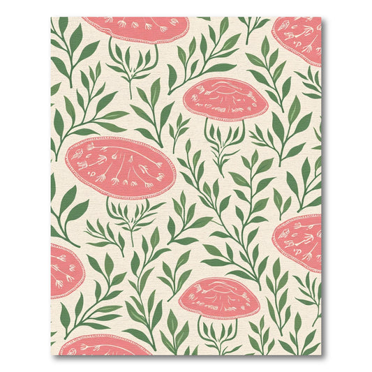 Coral Pink Mushroom Fern Bloom Rug
