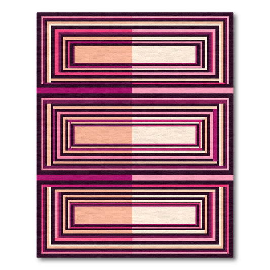 Modern Pink Geometric Rectilinear Rug