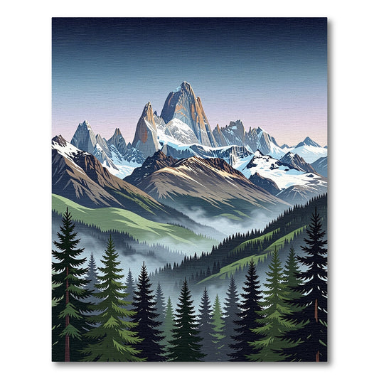 Misty Alpine Peak Mountain Landscape Rug