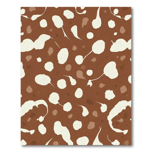 Rustic Brown Abstract Blobs Rug