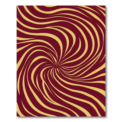Crimson Gold Swirling Vortex Rug