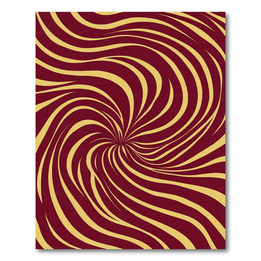 Crimson Gold Swirling Vortex Rug