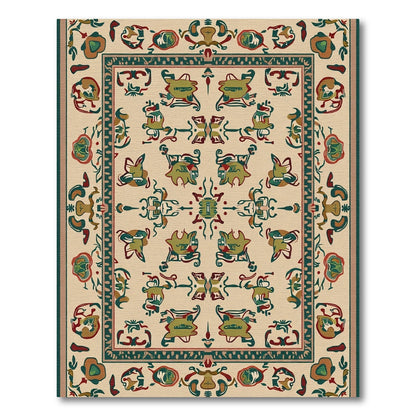 Eclectic Cream Emerald Ivory Arabesque Rug