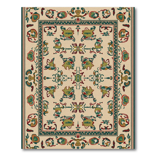 Eclectic Cream Emerald Ivory Arabesque Rug