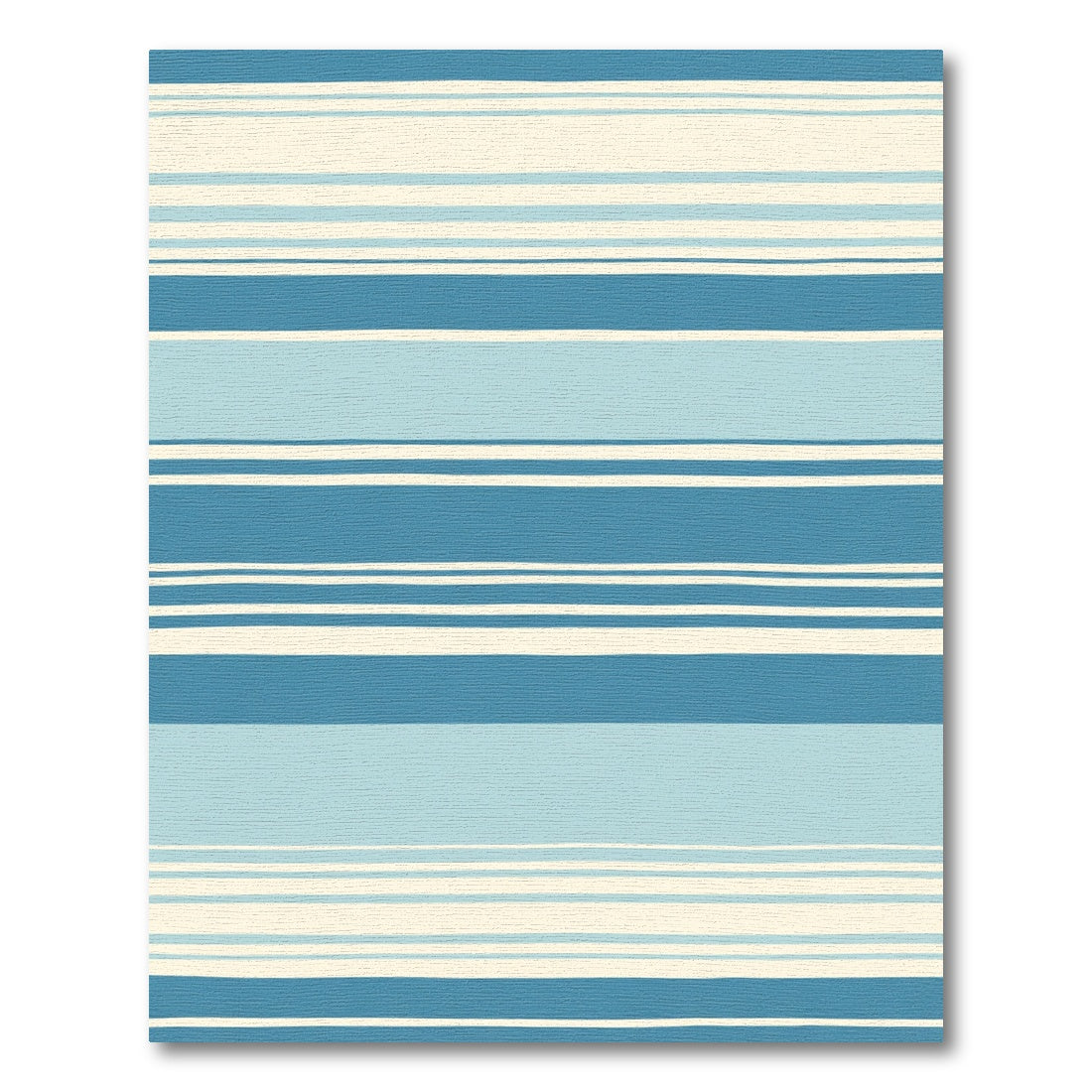 Coastal Blue Cream Striped Horizontal Rug