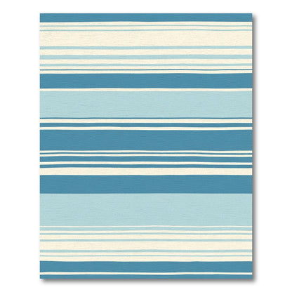 Coastal Blue Cream Striped Horizontal Rug