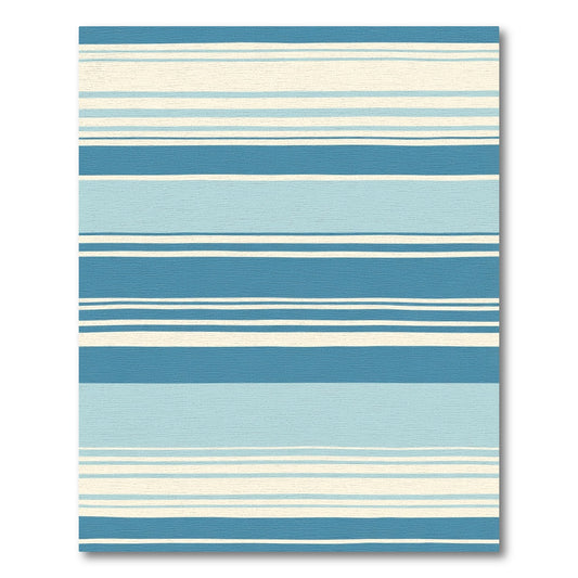 Coastal Blue Cream Striped Horizontal Rug