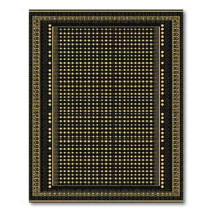 Black Gold Geometric Dot Border Rug