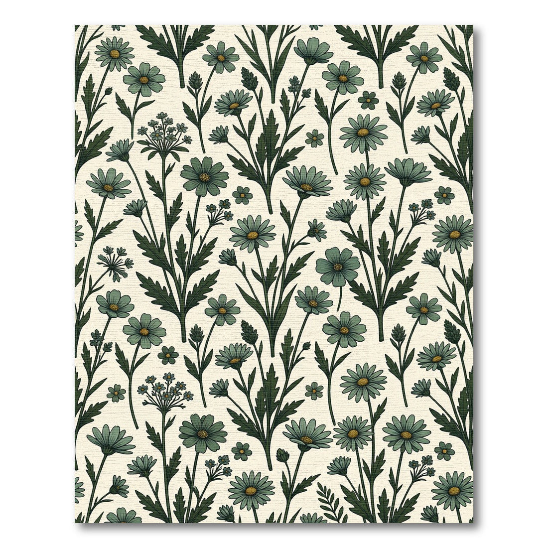 Green Daisy Meadow Field Rug