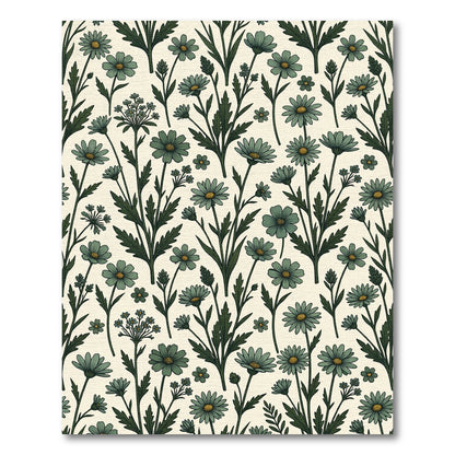 Green Daisy Meadow Field Rug