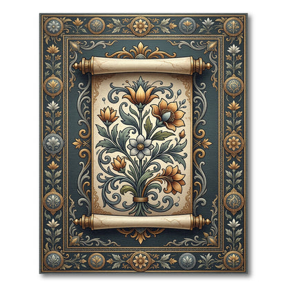 Ancient Floral Scroll Embossed Rug
