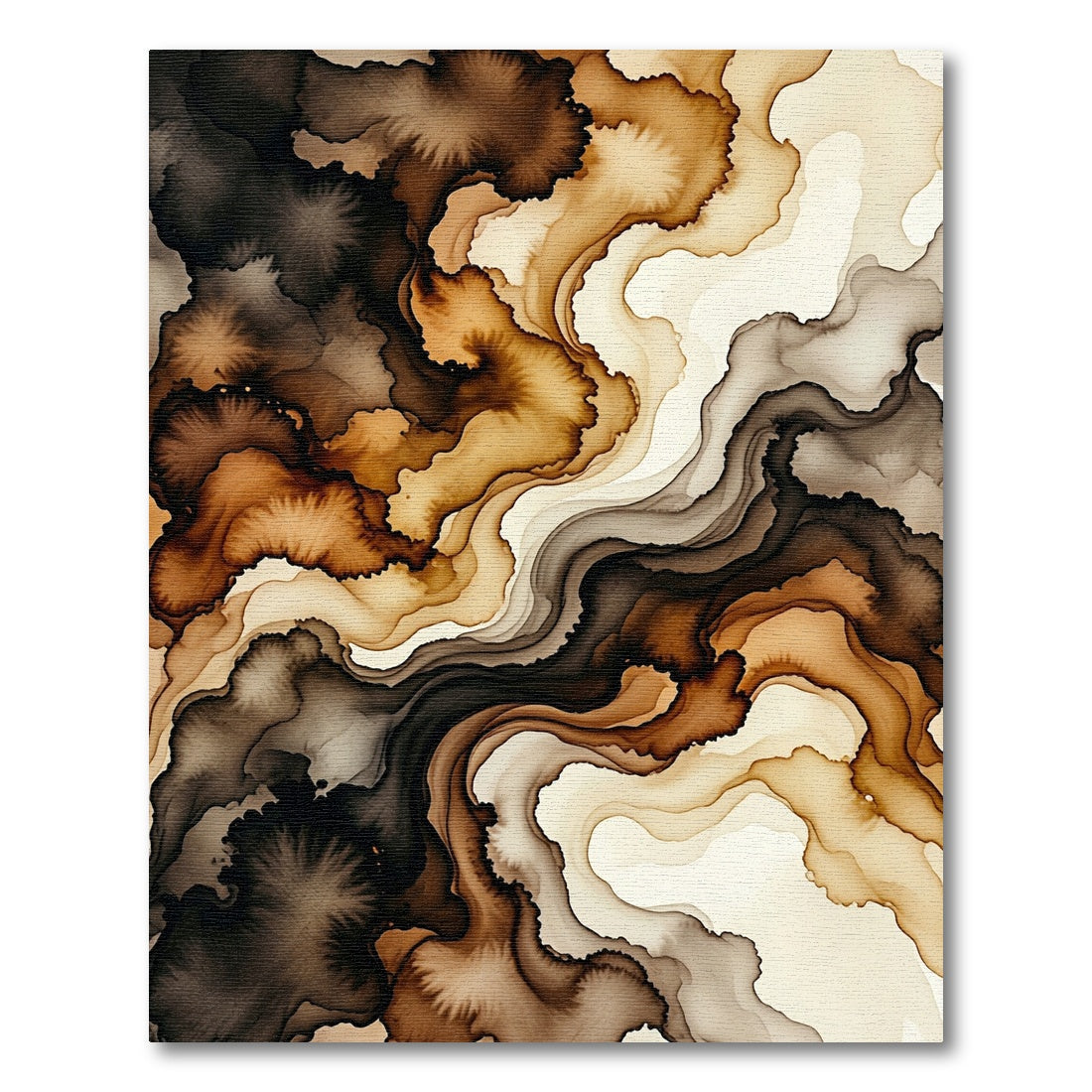 Earthy Swirling Marble Ink Abstract Rug