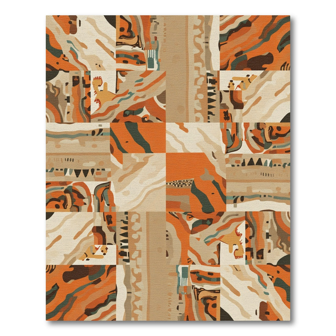 Abstract Terracotta Organic Patchwork Rug