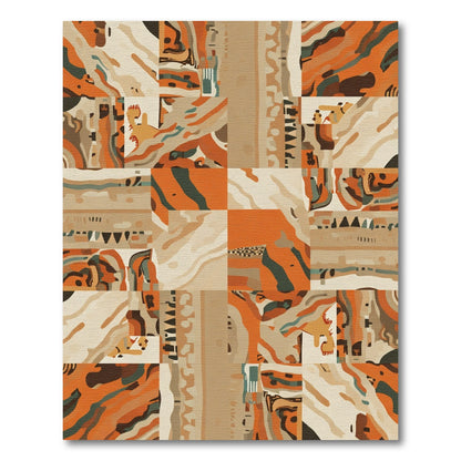 Abstract Terracotta Organic Patchwork Rug