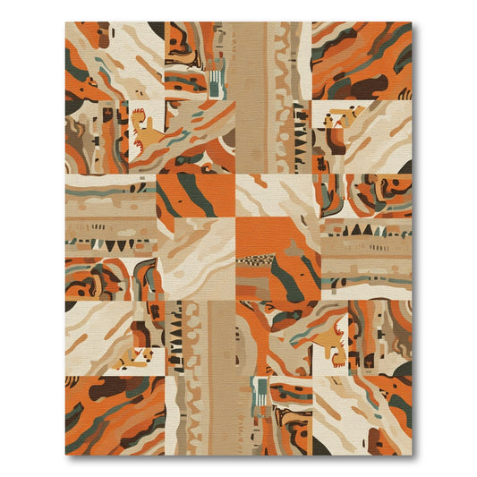 Abstract Terracotta Organic Patchwork Rug