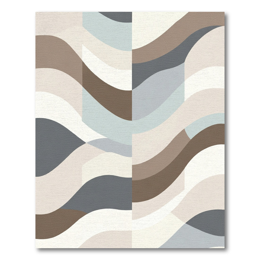 Earthy Mid-Century Modern Wavy Stripe Rug